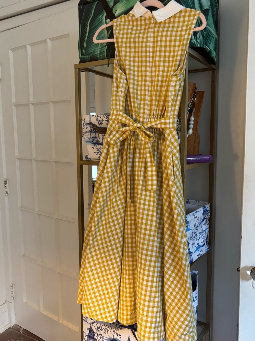 English Factory Yellow Gingham Dress with White Collar - Picture 2 of 6